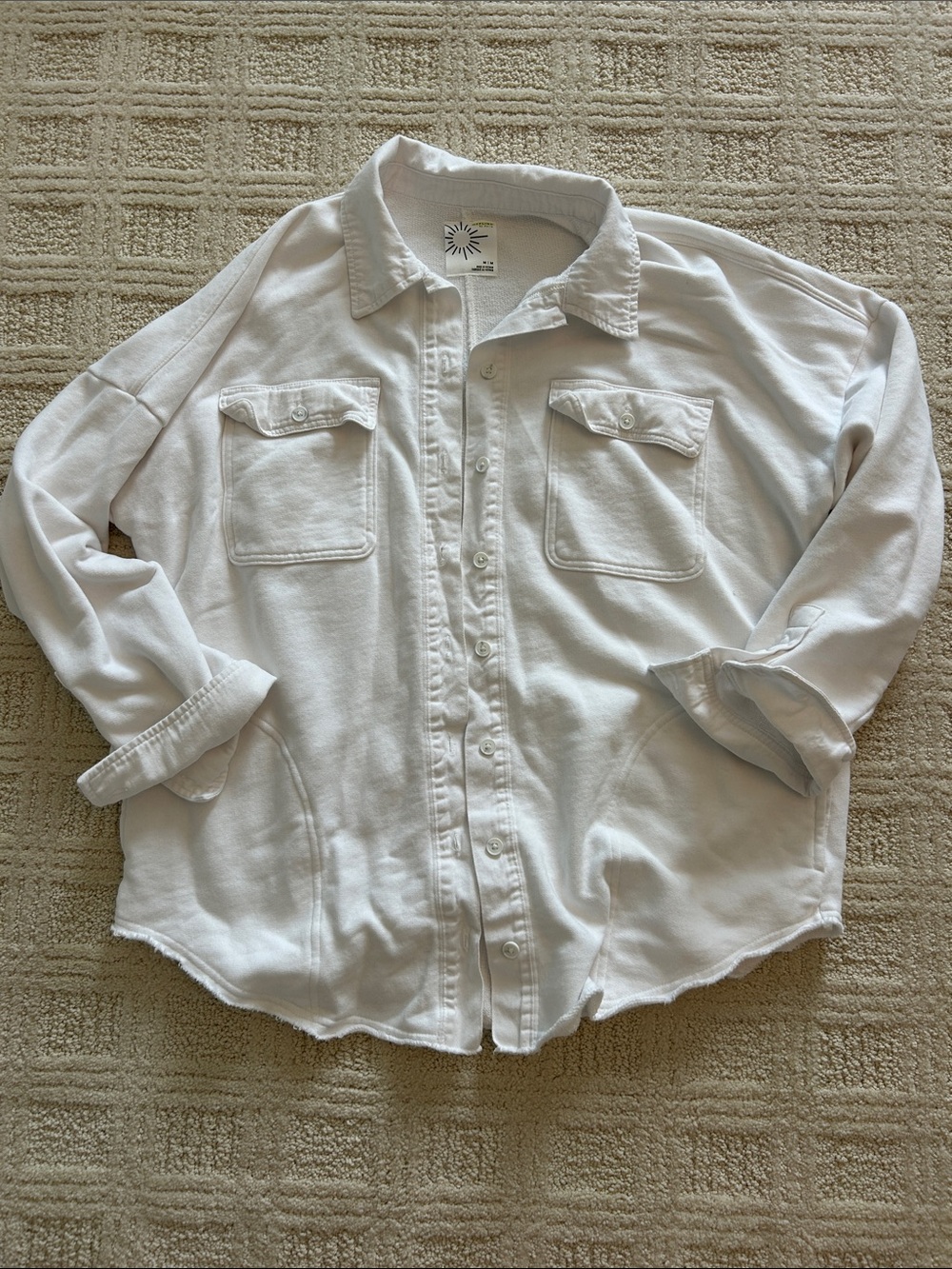 Lightweight White Button-Down Shirt Jacket - Women's Casual